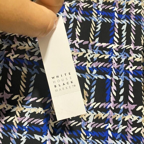 NWT White House Black Market Long Sleeve Blouson Dress Amble Plaid Black Small - Picture 10 of 15